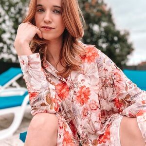 Olivaceous Floral Button-Up Blouse *New